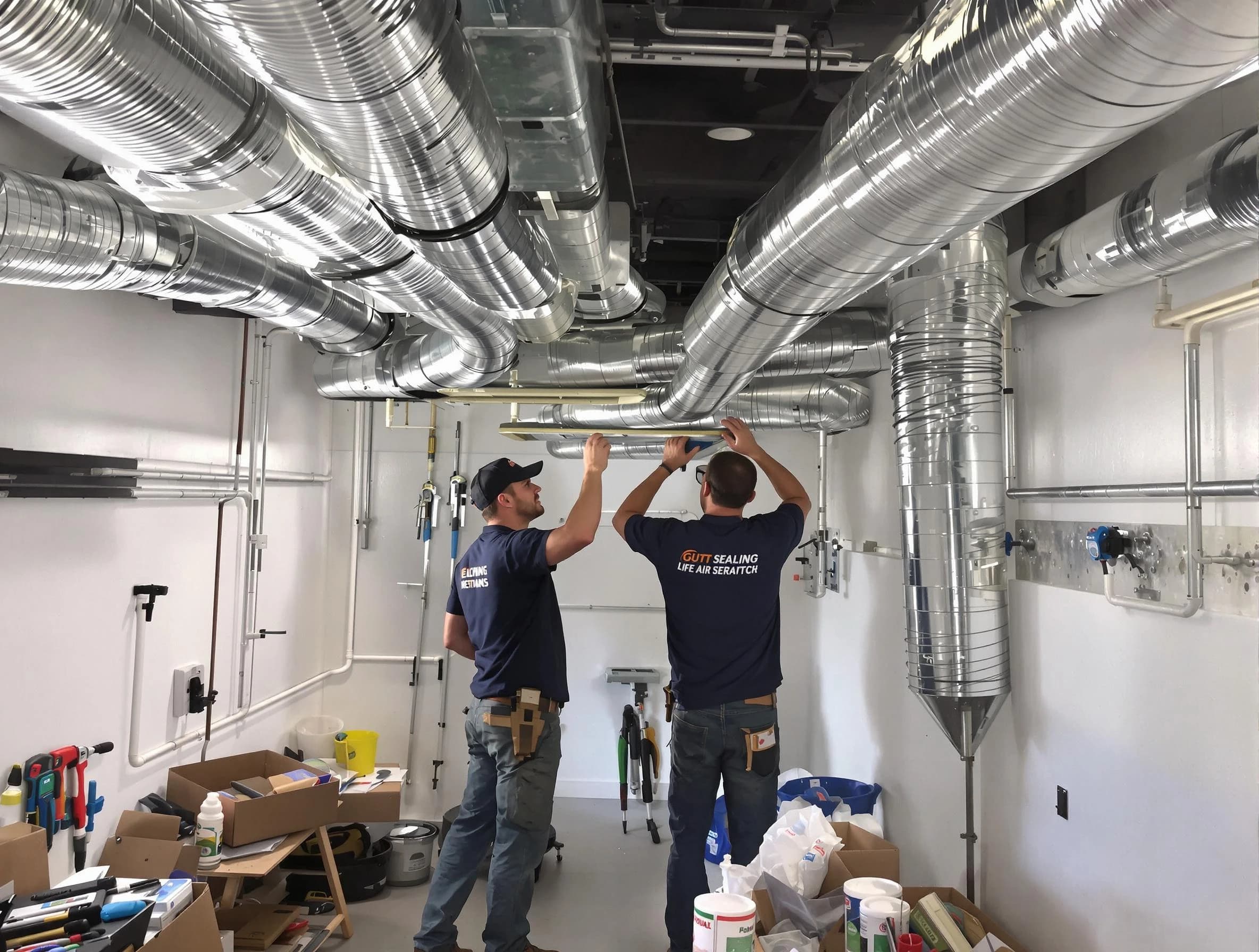 Quincy Air Duct Cleaning technician applying professional duct sealing solutions in Quincy