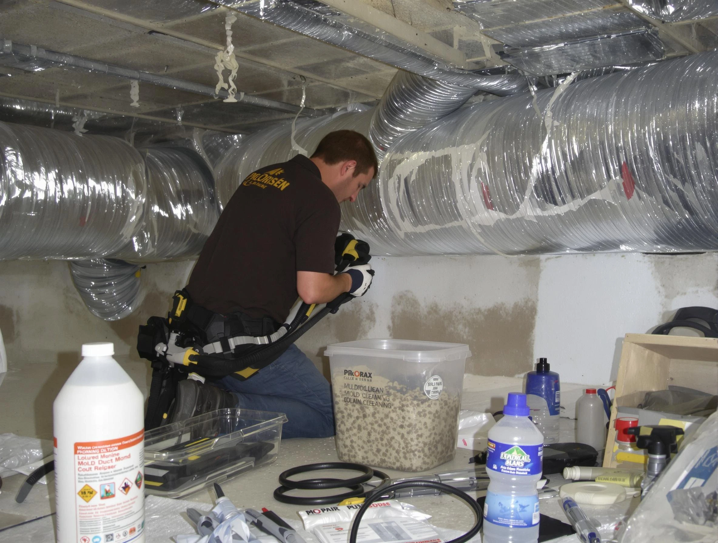 Quincy Air Duct Cleaning specialist performing professional mold removal from air ducts in Quincy