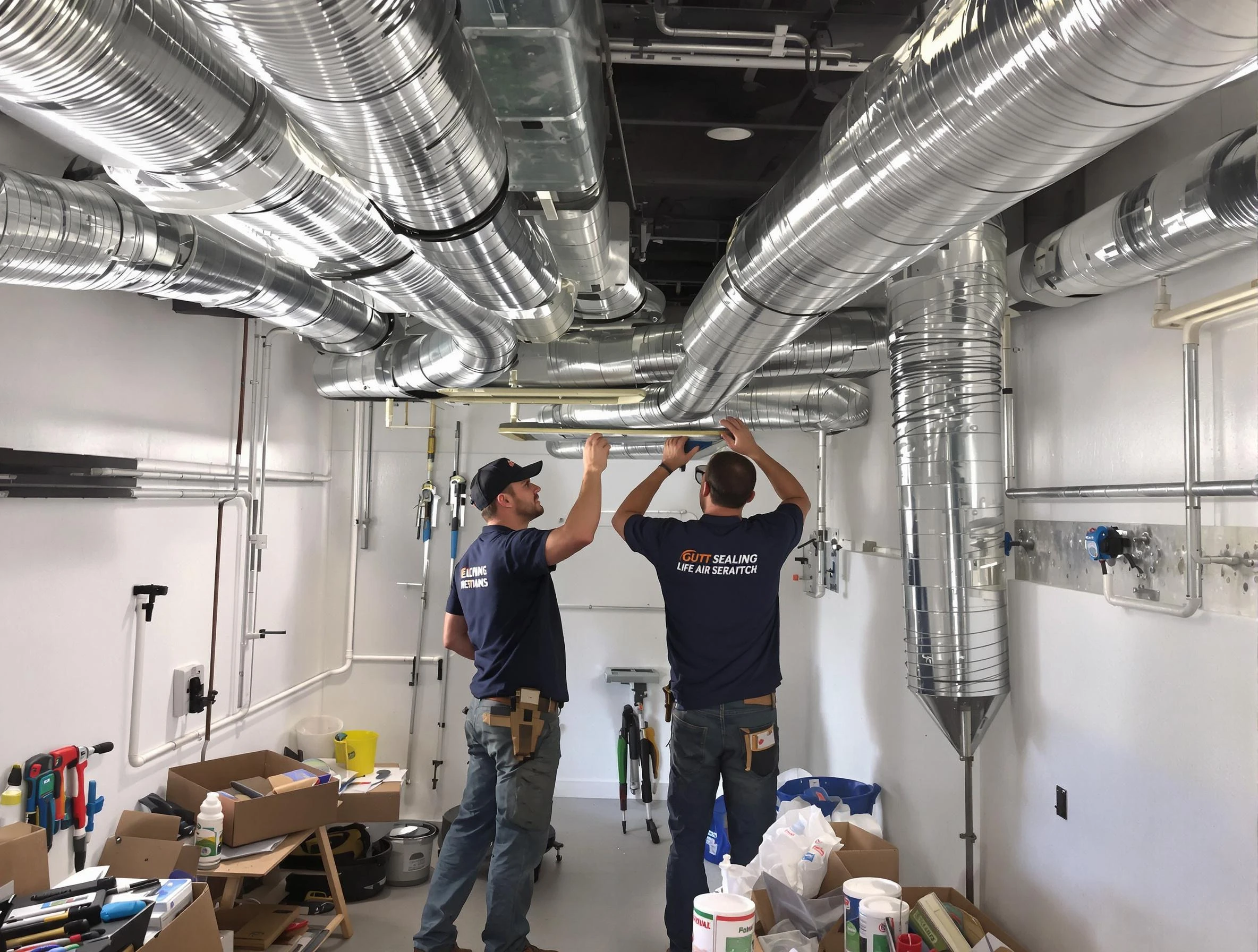 Quincy Air Duct Cleaning technician applying professional duct sealing solutions in Quincy