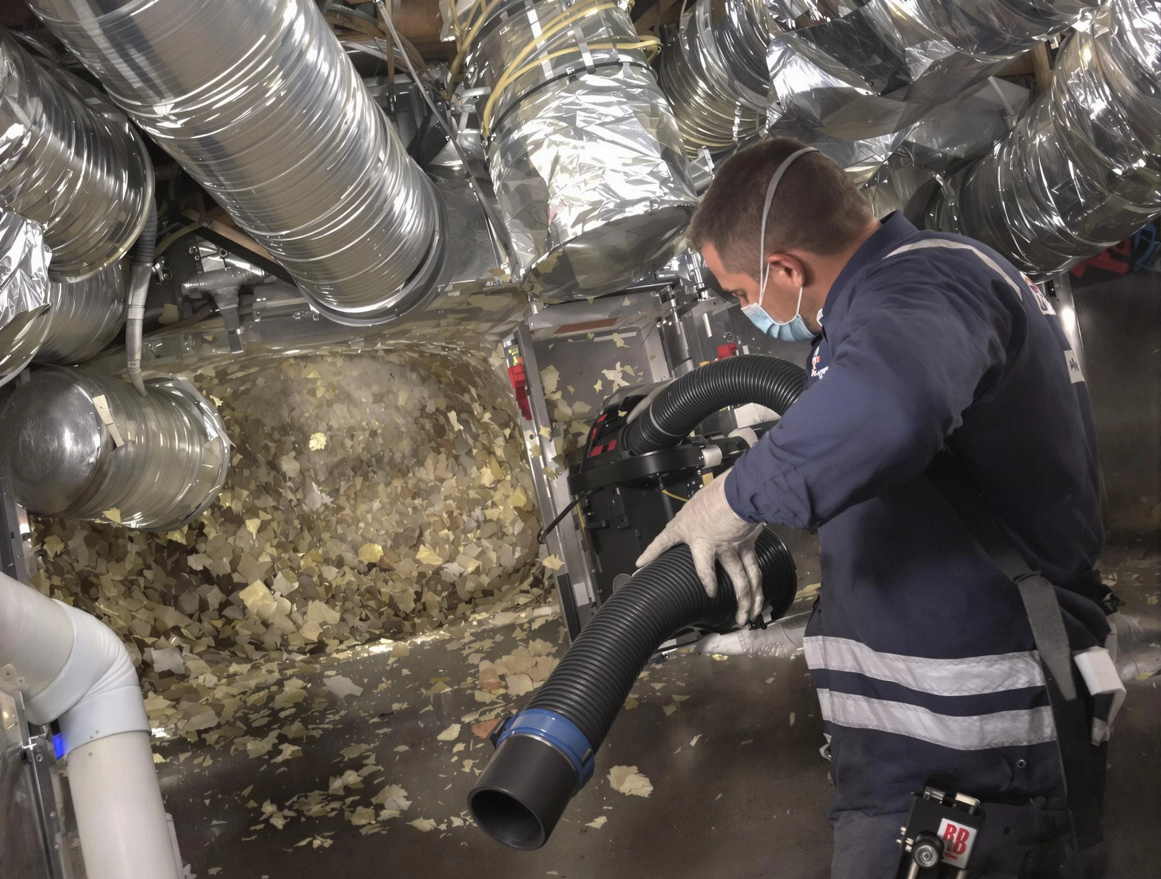 Quincy Air Duct Cleaning specialist operating negative pressure cleaning equipment for thorough duct maintenance in Quincy